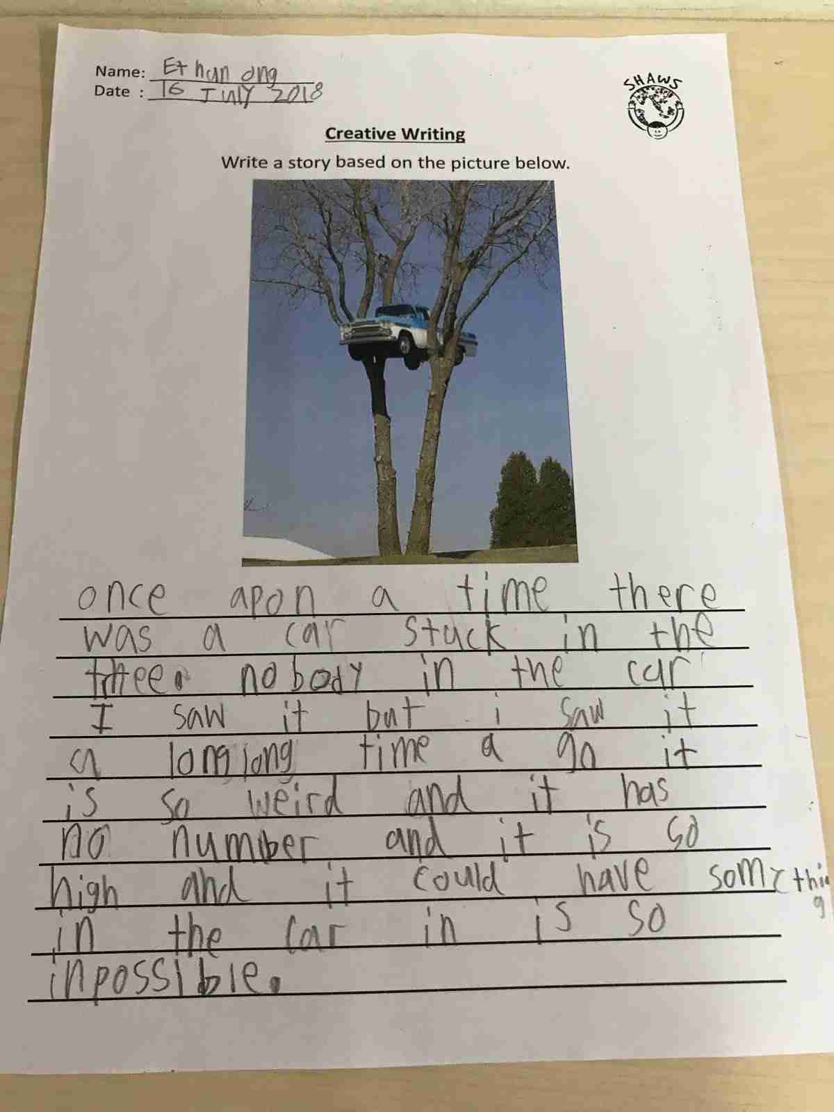 shaws preschool child writing