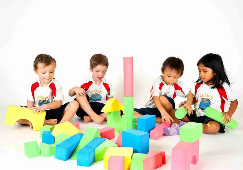 kids playing with blocks learning maths